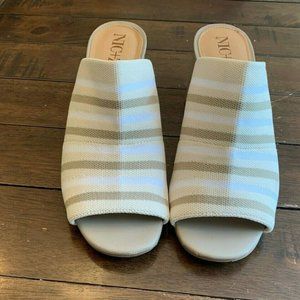 NIC+ZOE Striped Mules in Beige and White